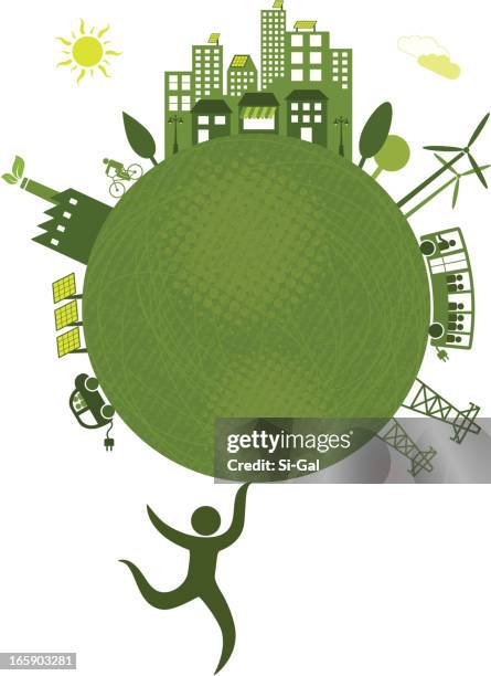 eco-friendly concept of green technologies - green building stock illustrations