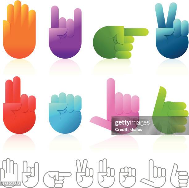 hands | design elements - rabbit ears gesture stock illustrations