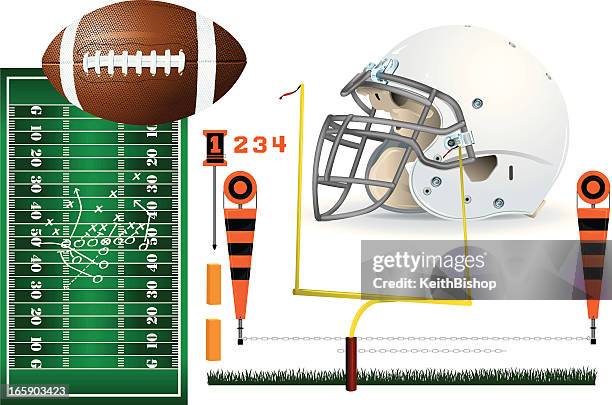 football equipment backgrounds - first down american football stock illustrations