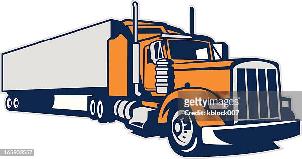 semi truck and trailer - semi truck stock illustrations