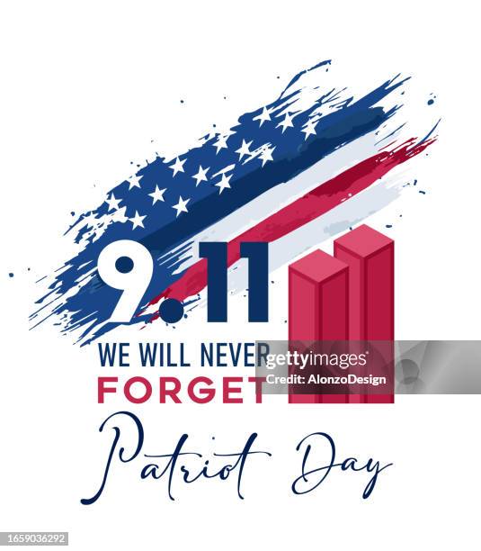 illustrations, cliparts, dessins animés et icônes de nous n’oublierons jamais. bannière de l’american patriot day. 9/11 septembre. - new york attack