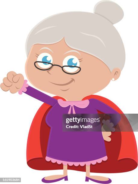 bildbanksillustrationer, clip art samt tecknat material och ikoner med super granny - pensionärskvinnor