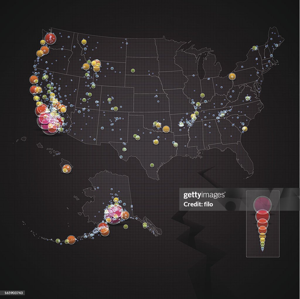 Terremoto Mapa de Estados Unidos