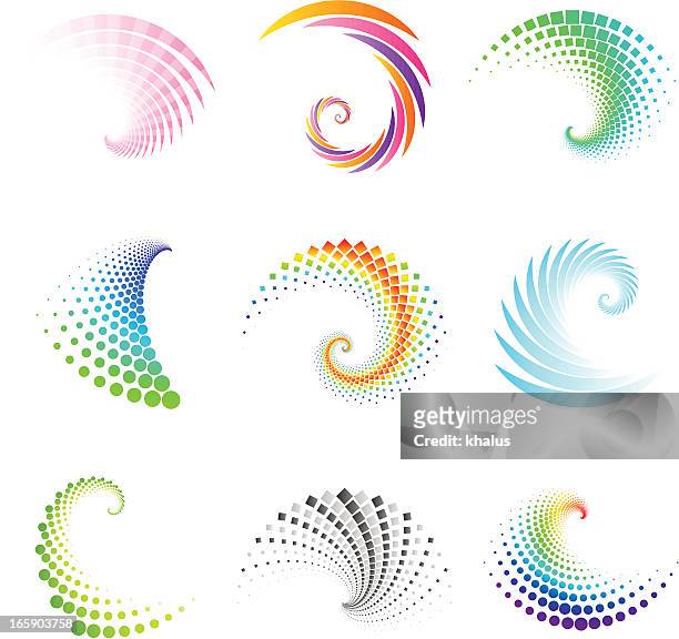 bildbanksillustrationer, clip art samt tecknat material och ikoner med design elements | swirl set - spiral virvlande