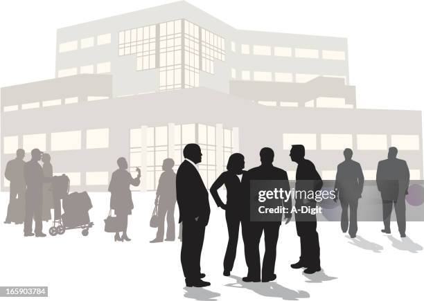 administration vector silhouette - professionals talking outside stock illustrations