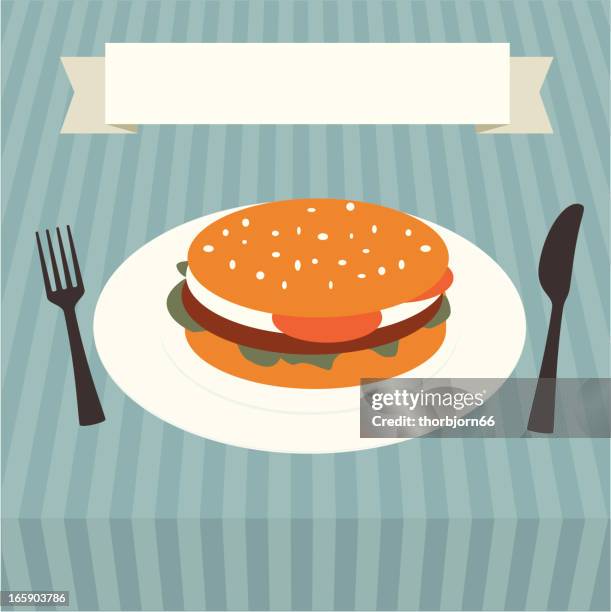 hamburger - table tablecloth stock illustrations