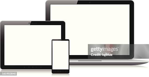 blank screens on various electronic devices - no people stock illustrations