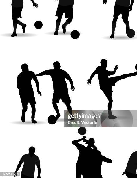 soccer silhouette - defender soccer player stock illustrations
