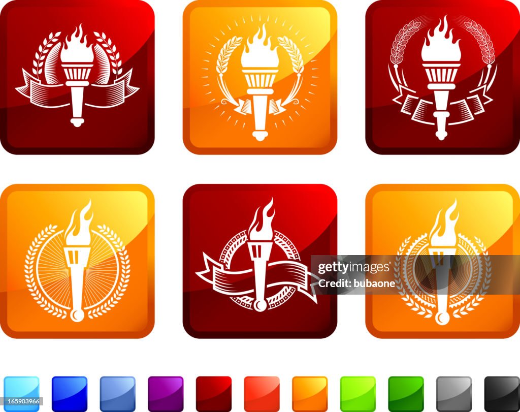 Torch Badges Royalty Free Vector Icon Set Stickers High-Res Vector