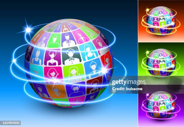 friends and social connections globe - collective bargaining agreement stock illustrations