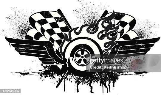 Race Car Grunge Graphic with Checkered Flags Race Car Grunge Graphic with Checkered Flags