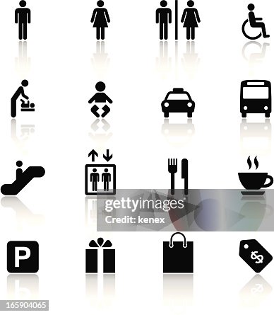Black & White Icons Set | Shopping Mall Black & White Icons Set | Shopping Mall