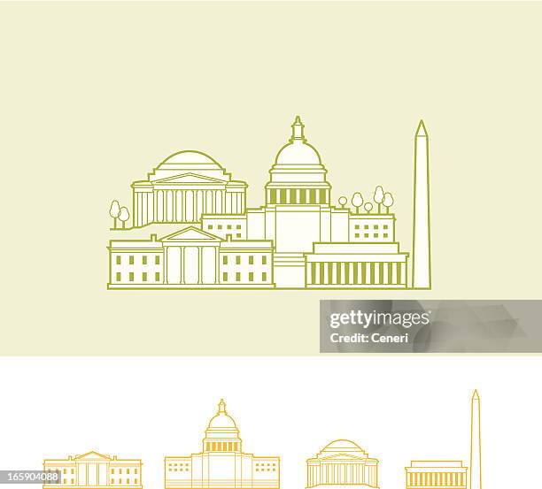 washington dc - washington dc jefferson memorial stock illustrations
