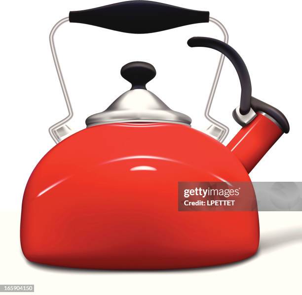 kettle - vector illustration - red kettle stock illustrations