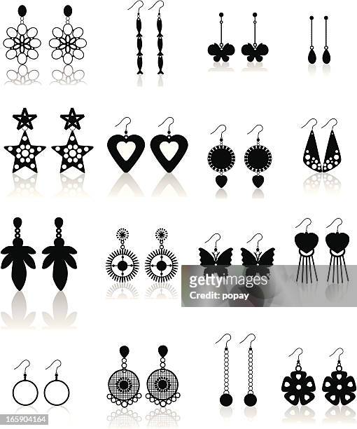 ilustraciones, imágenes clip art, dibujos animados e iconos de stock de silueta de joyas - earring