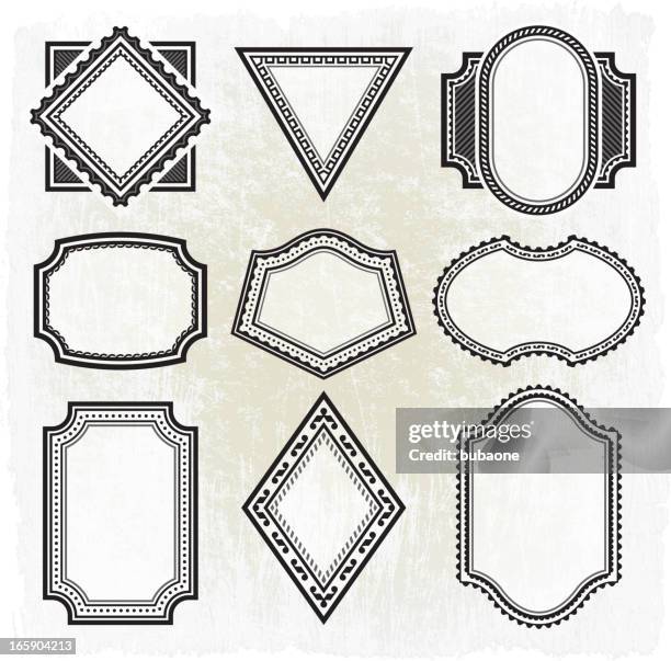 collection of nine different black and white grunge frames - photo corner vector stock illustrations