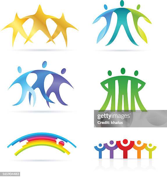 abstract people bridge - togetherness icon stock illustrations