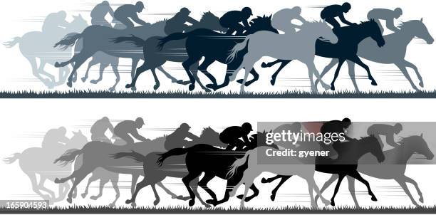 racing silhouette - horse racing vector stock illustrations