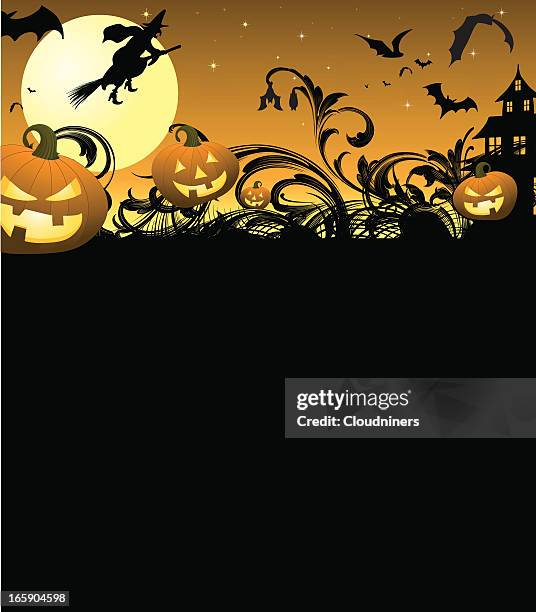 halloween page with haunted house - paisley background stock illustrations
