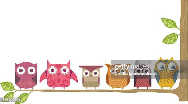 stockillustraties, clipart, cartoons en iconen met owl branch - uil