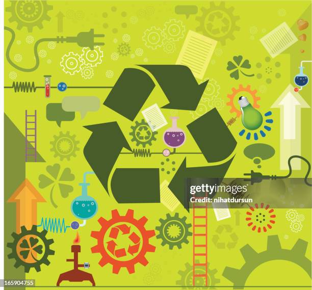 recycling and research - virtual exercise stock illustrations