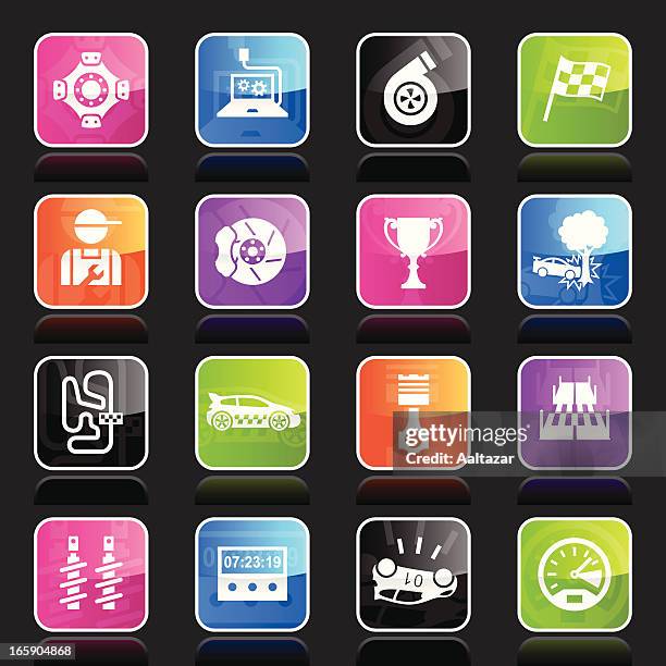 ubergloss icons - rally - engine control unit stock illustrations