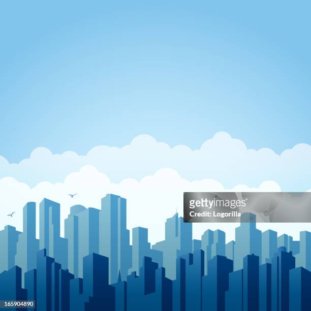 illustrazioni stock, clip art, cartoni animati e icone di tendenza di sfondo di città - grattacielo