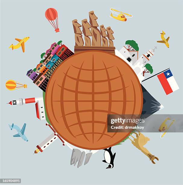 chile travel symbols - concepcion chile stock illustrations