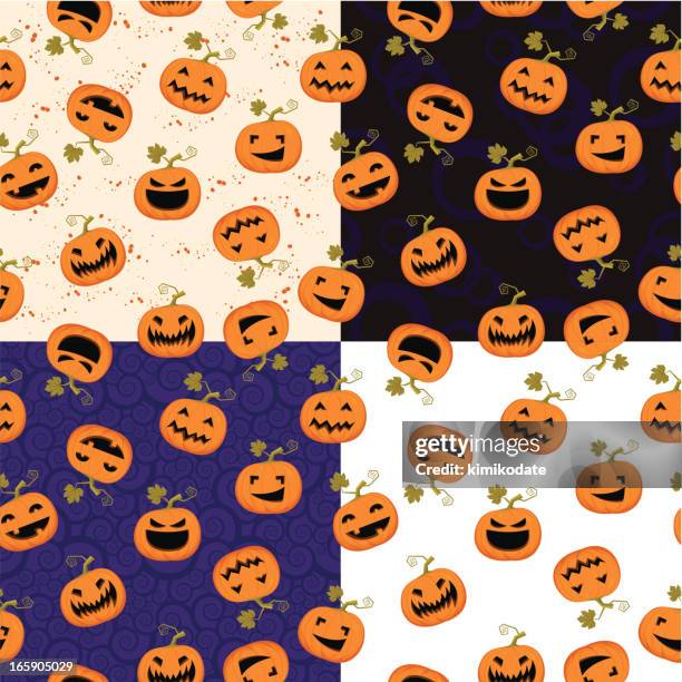 halloween pampkin seamless pattern - lantern isolated stock illustrations