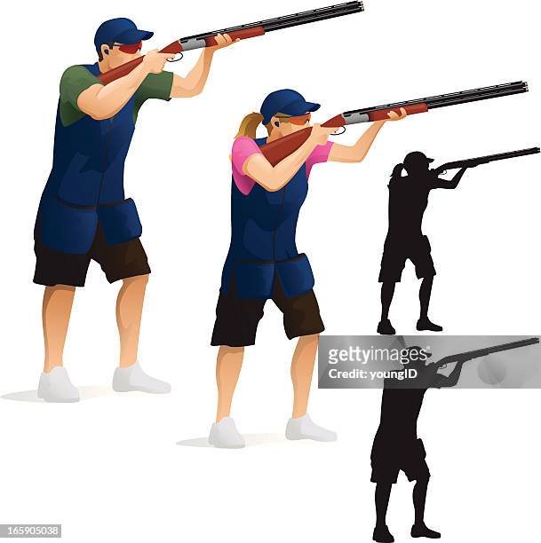 skeet shooting - shooting a weapon stock illustrations