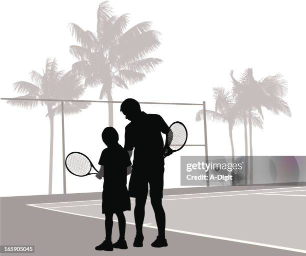 tennis coach vector silhouette - tennis instructor stock illustrations