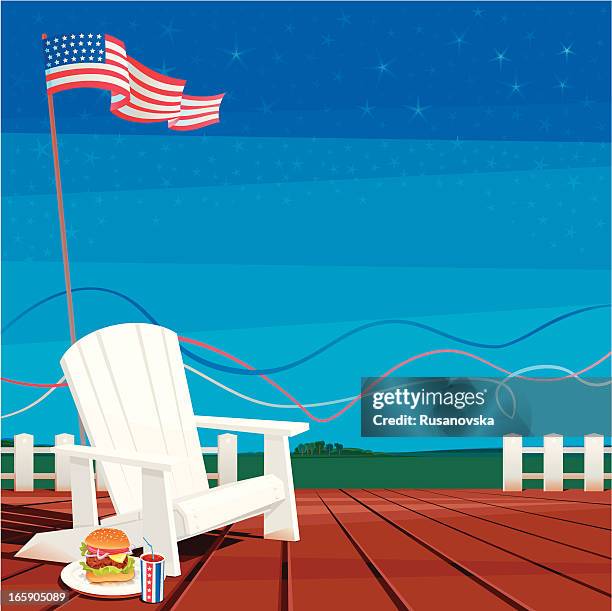 july 4th (usa celebration background) - adirondack chair stock illustrations