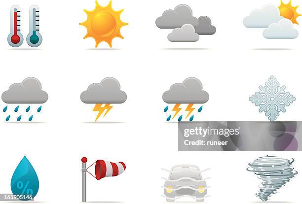 illustrazioni stock, clip art, cartoni animati e icone di tendenza di previsioni meteo icone/premium serie opaco - monsoni