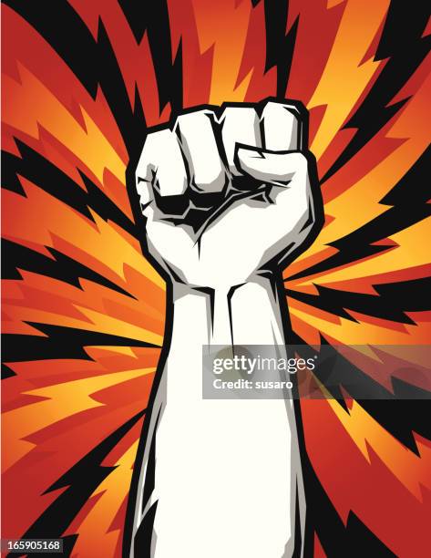 raised fist up - fist raised stock illustrations