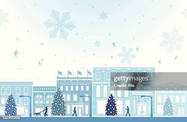 winter holiday shopping - city shopping stock illustrations