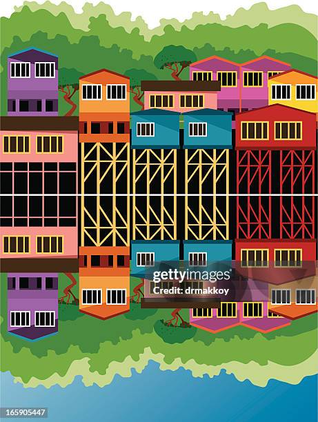 chiloe house - chiloé island stock illustrations