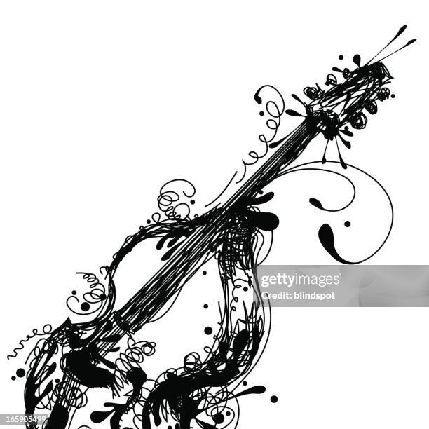 tinte double bass - kontrabass stock-grafiken, -clipart, -cartoons und -symbole