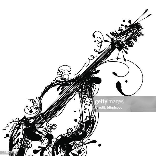 ink double bass - bass player stock illustrations
