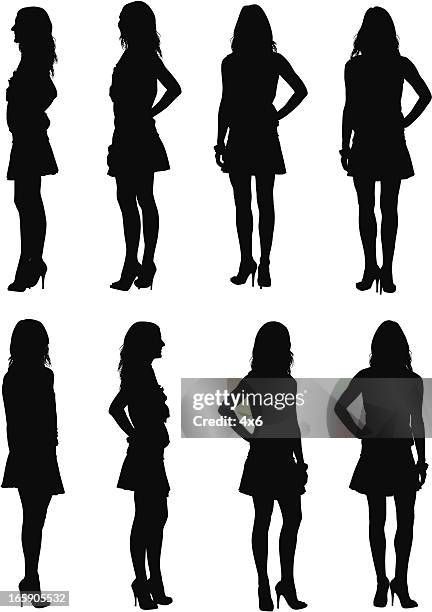 multiple images of a woman posing - bracelet stock illustrations