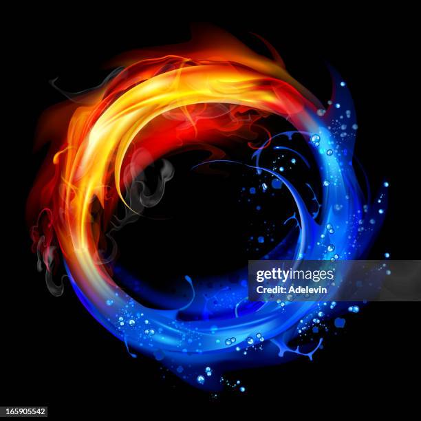 fire and water concept - yin yang symbol stock illustrations