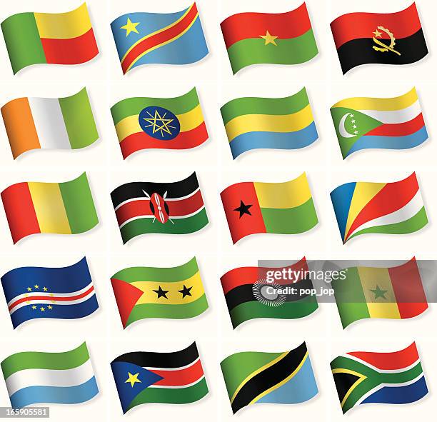 waveform-flag icon-kollektion – südafrika - guinea stock-grafiken, -clipart, -cartoons und -symbole