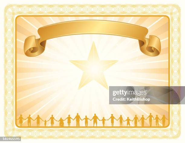teamwork award certificate and banner - community background - gold frame plaque stock illustrations