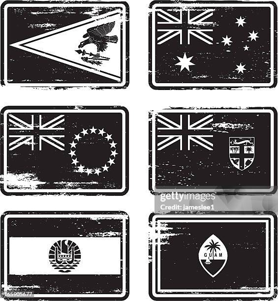 rubber stamp flags - oceania - cook islands stock illustrations