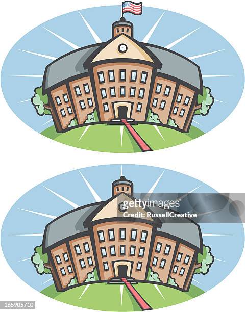 school building - elementary school building exterior stock illustrations