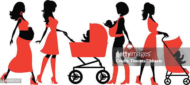 cool motherhood - baby pram stock illustrations