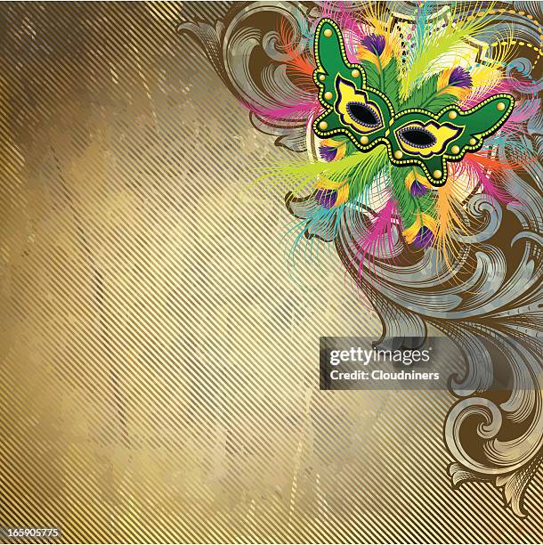 mardi gras rustic scroll - mardi gras background stock illustrations