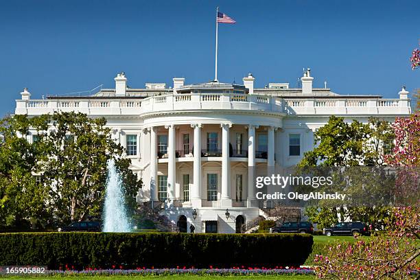 the south portico of the white house. washington dc, usa. - white house exterior stock pictures, royalty-free photos & images