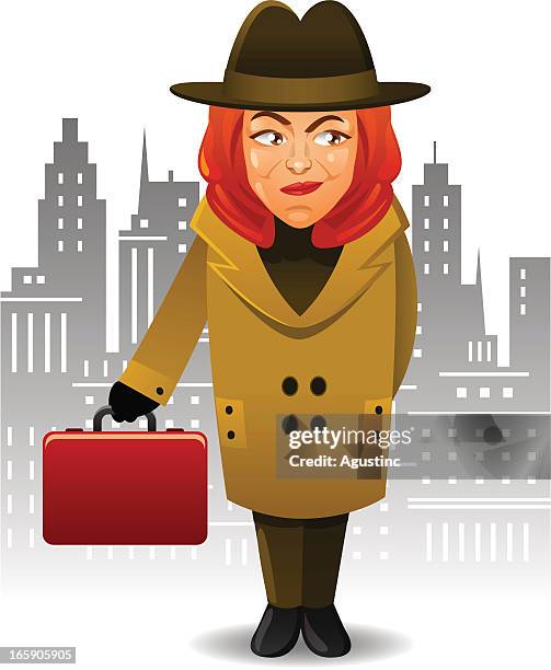 secret agent woman - spy briefcase stock illustrations