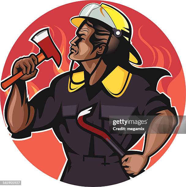 firefighter. - firefighter axe stock illustrations
