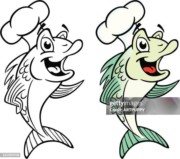 ilustraciones, imágenes clip art, dibujos animados e iconos de stock de pescado cook - pez roca